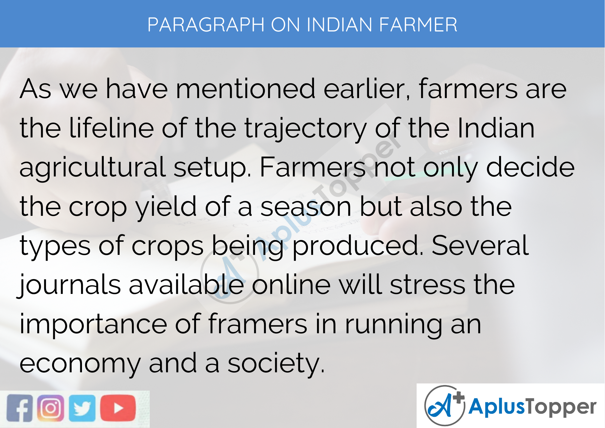Paragraph on Indian Farmer - 100 Words for Classes 1, 2, 3 Kids