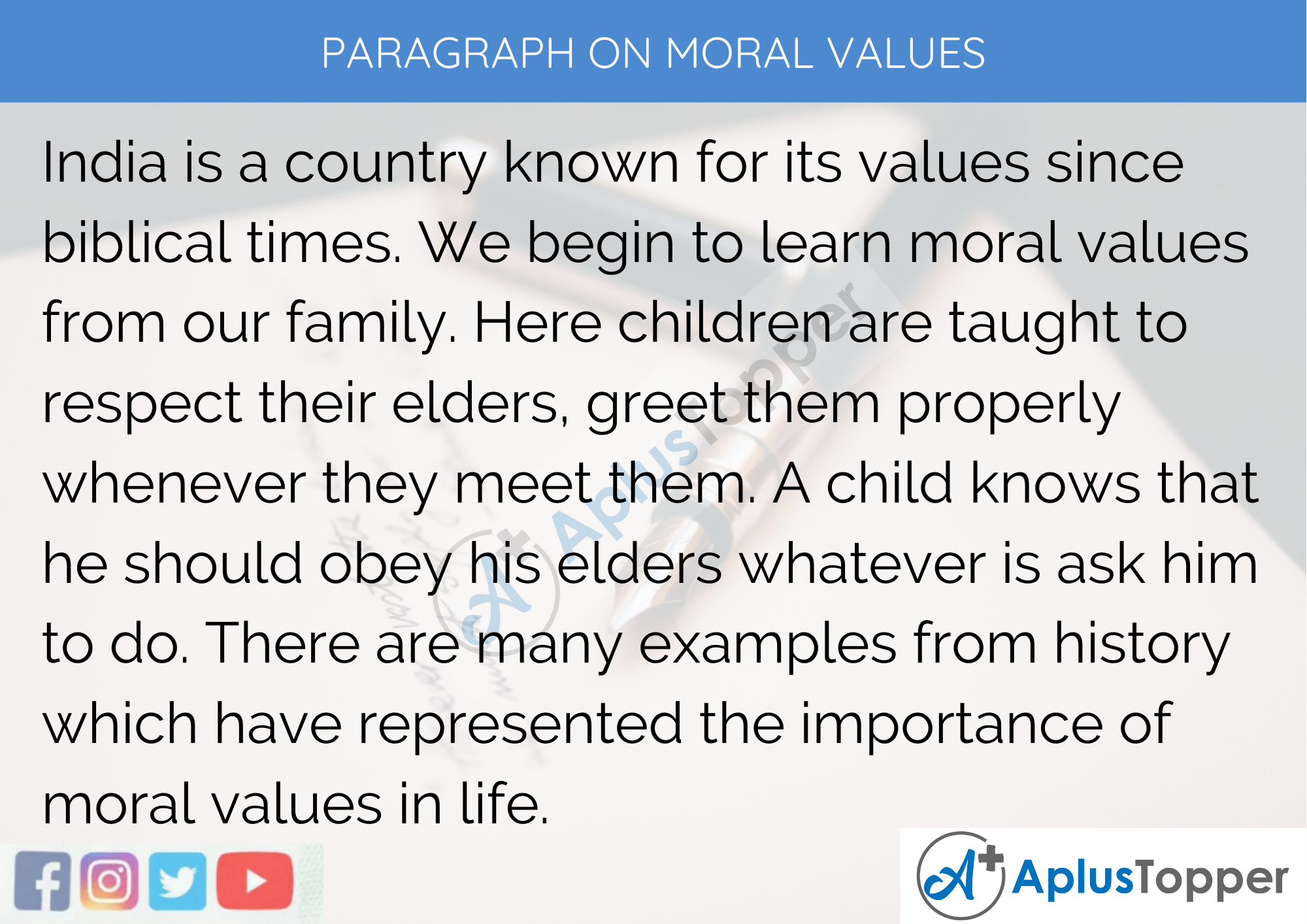 Paragraph on Moral Values - 250 to 300 Words for Classes 9, 10, 11, 12 and Competitive Exam Students