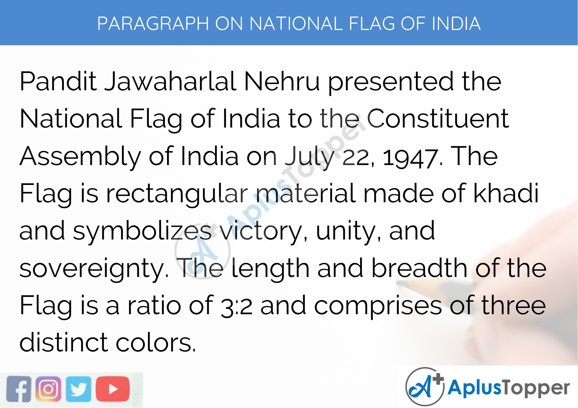 Paragraph on National Flag of India - 250 to 300 Words for Classes 9, 10, 11, and 12, And Competitive Exam Students