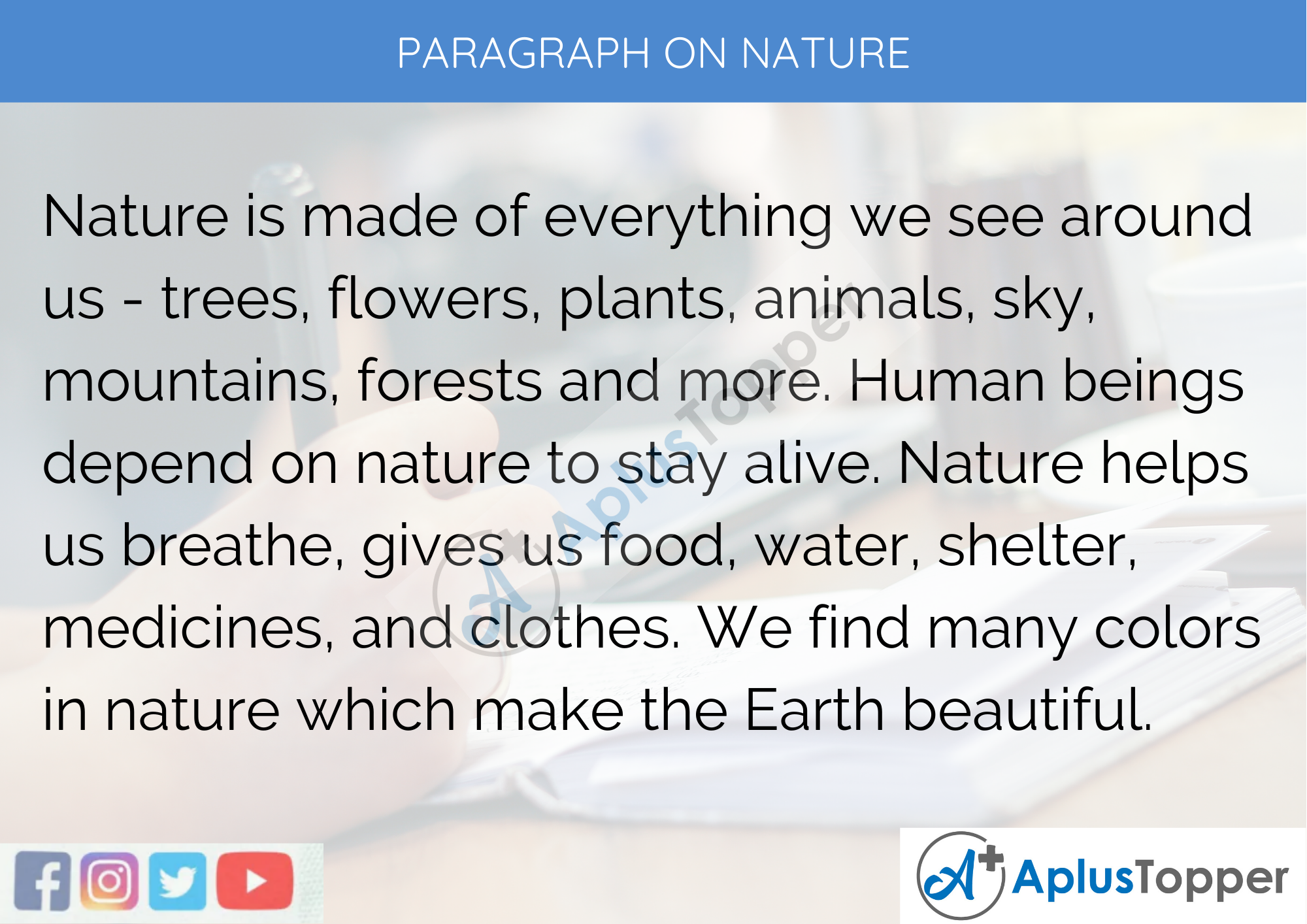 Paragraph on Nature - 100 Words for Classes 1, 2, 3 Kids