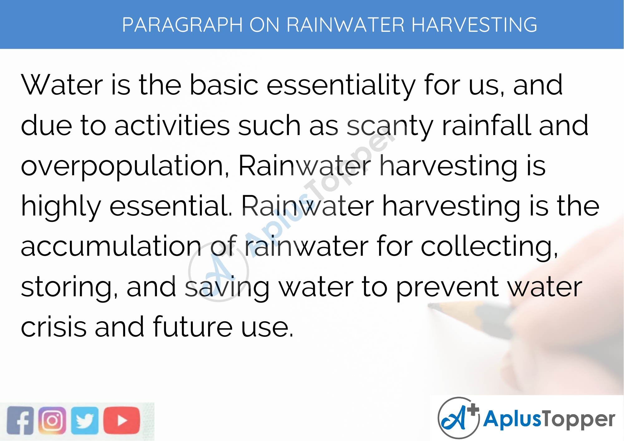 Paragraph on Rain Water Harvesting - 250 to 300 Words for Classes 9, 10, 11, 12 and Competitive Exam Students