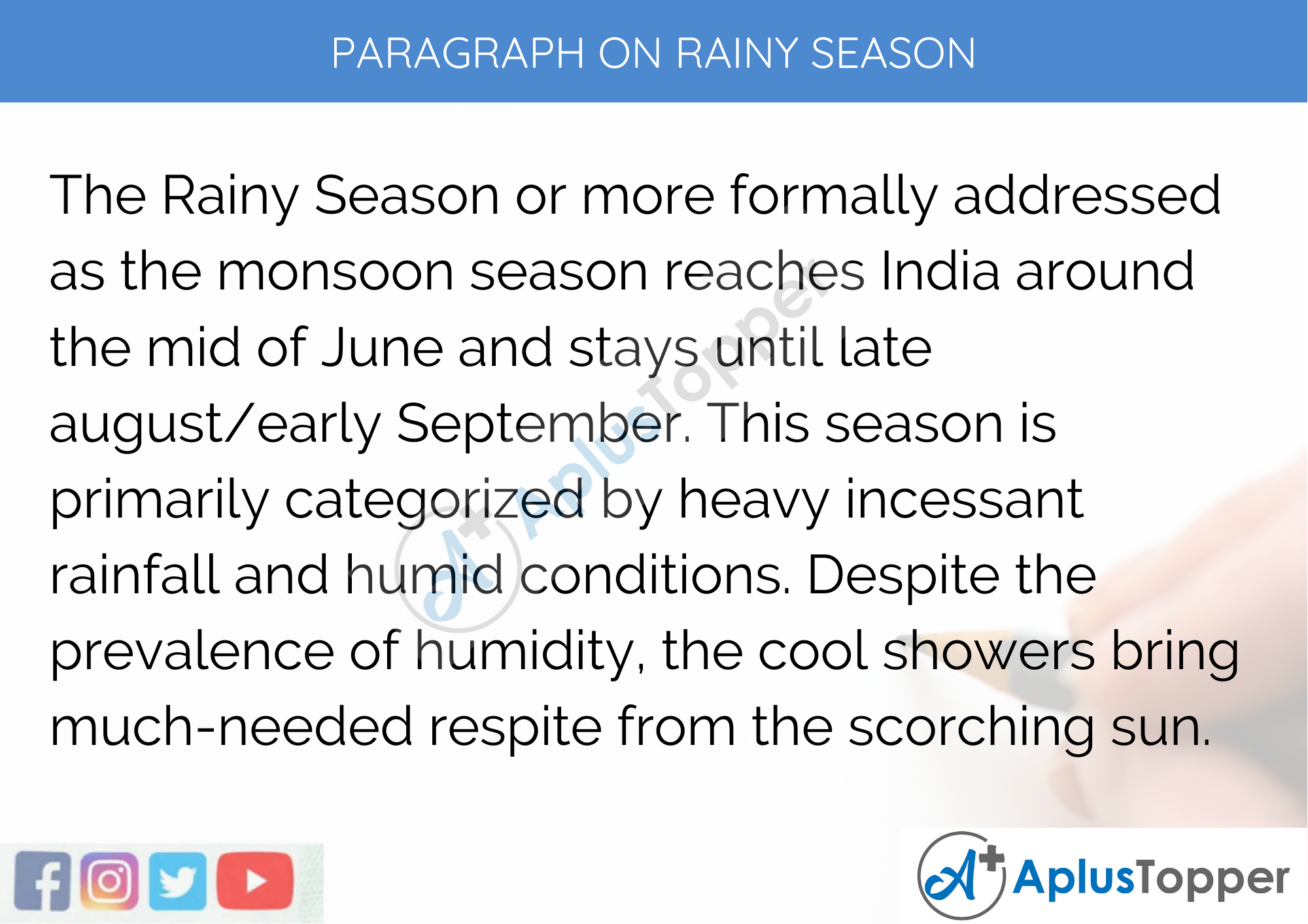 Paragraph on Rainy Season - 250 to 300 Words for Classes 9, 10, 11, 12 and Competitive Exams Students