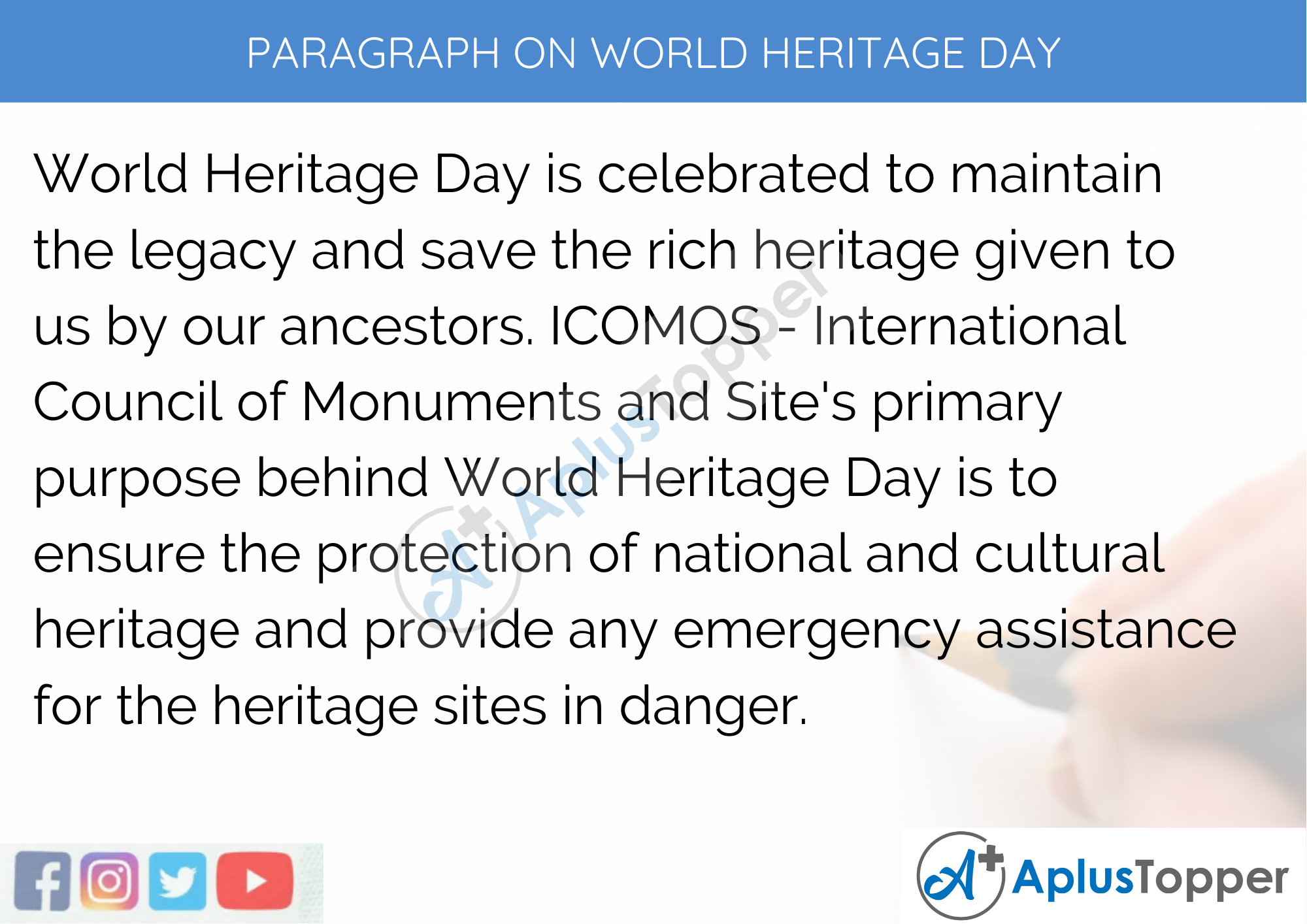 Paragraph on World Heritage Day - 100 Words for Classes 1, 2 & 3 Kids