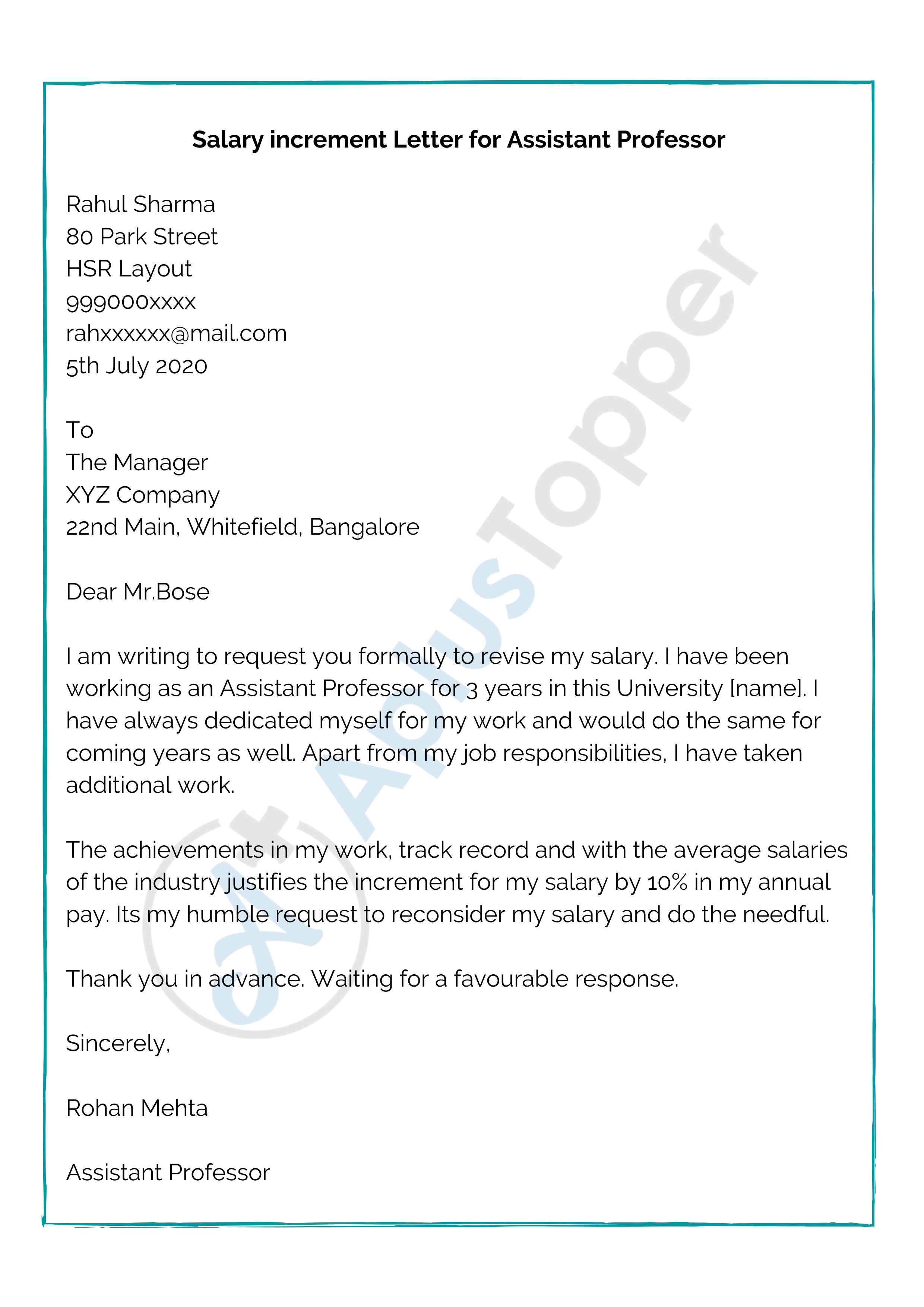 Salary Increment Letter  Format, Samples, How To Write Salary