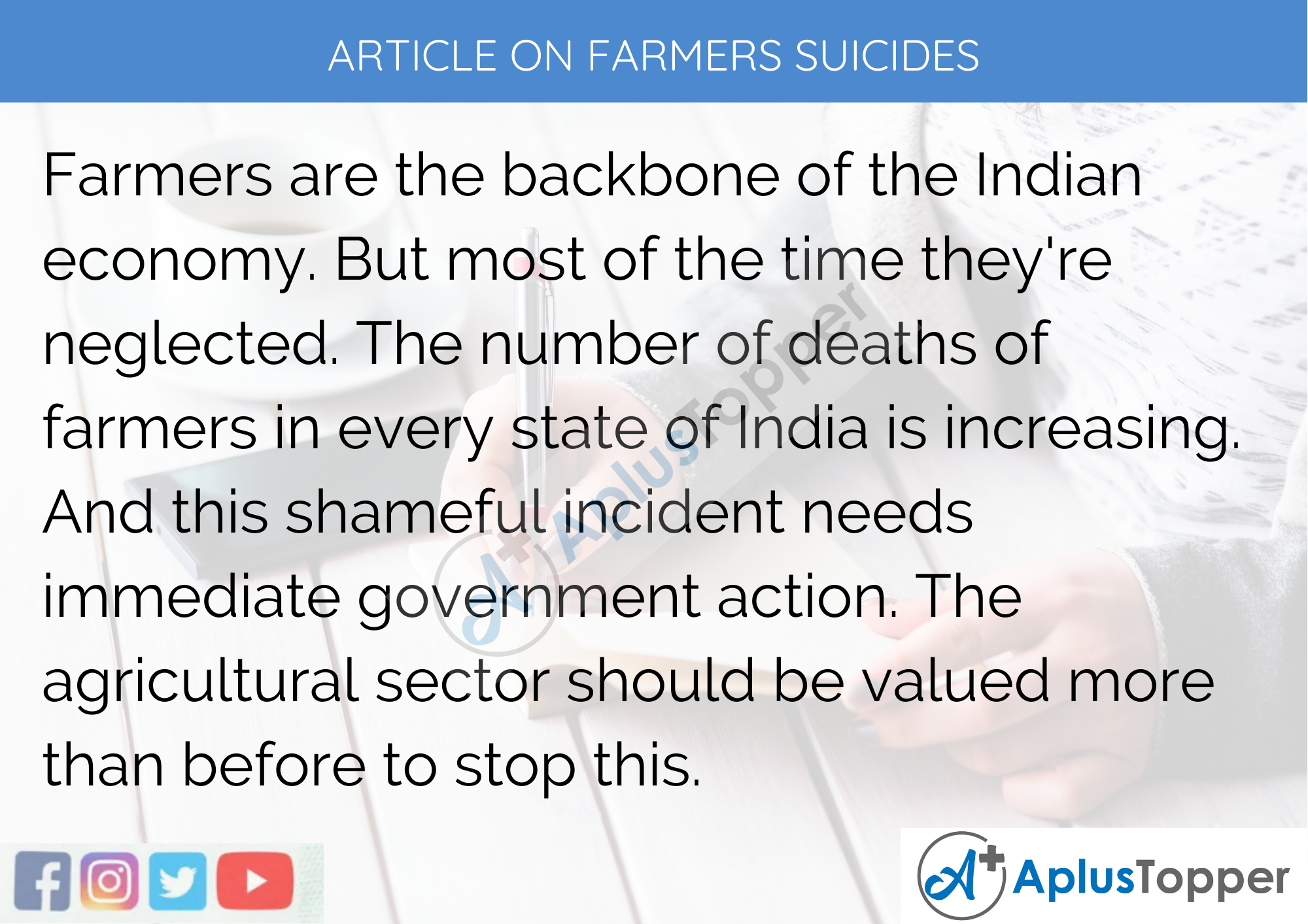 Short Article on Farmers Suicides 200 Words in English