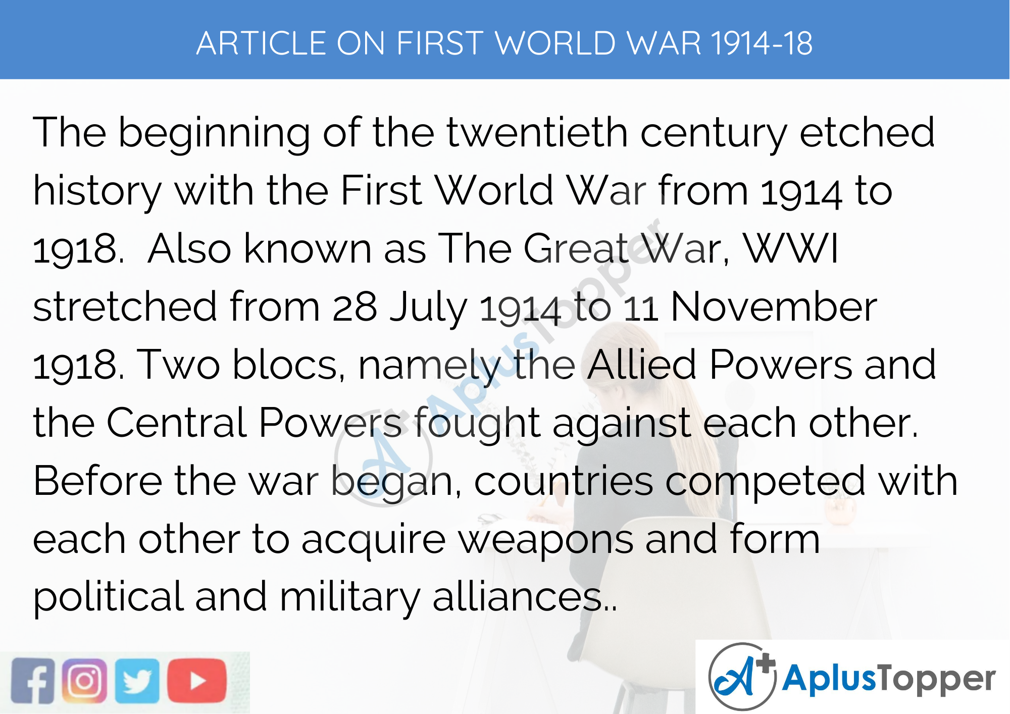  Short Article on First World War 1914-18 in English 200 Words