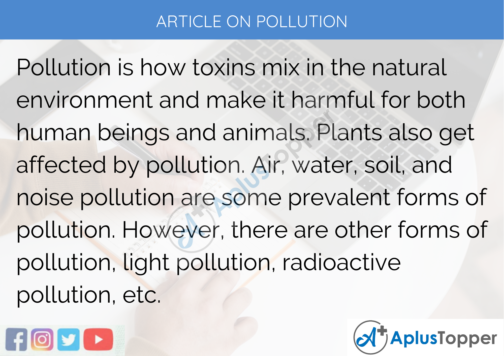 Short Article on Pollution 200 Words in English