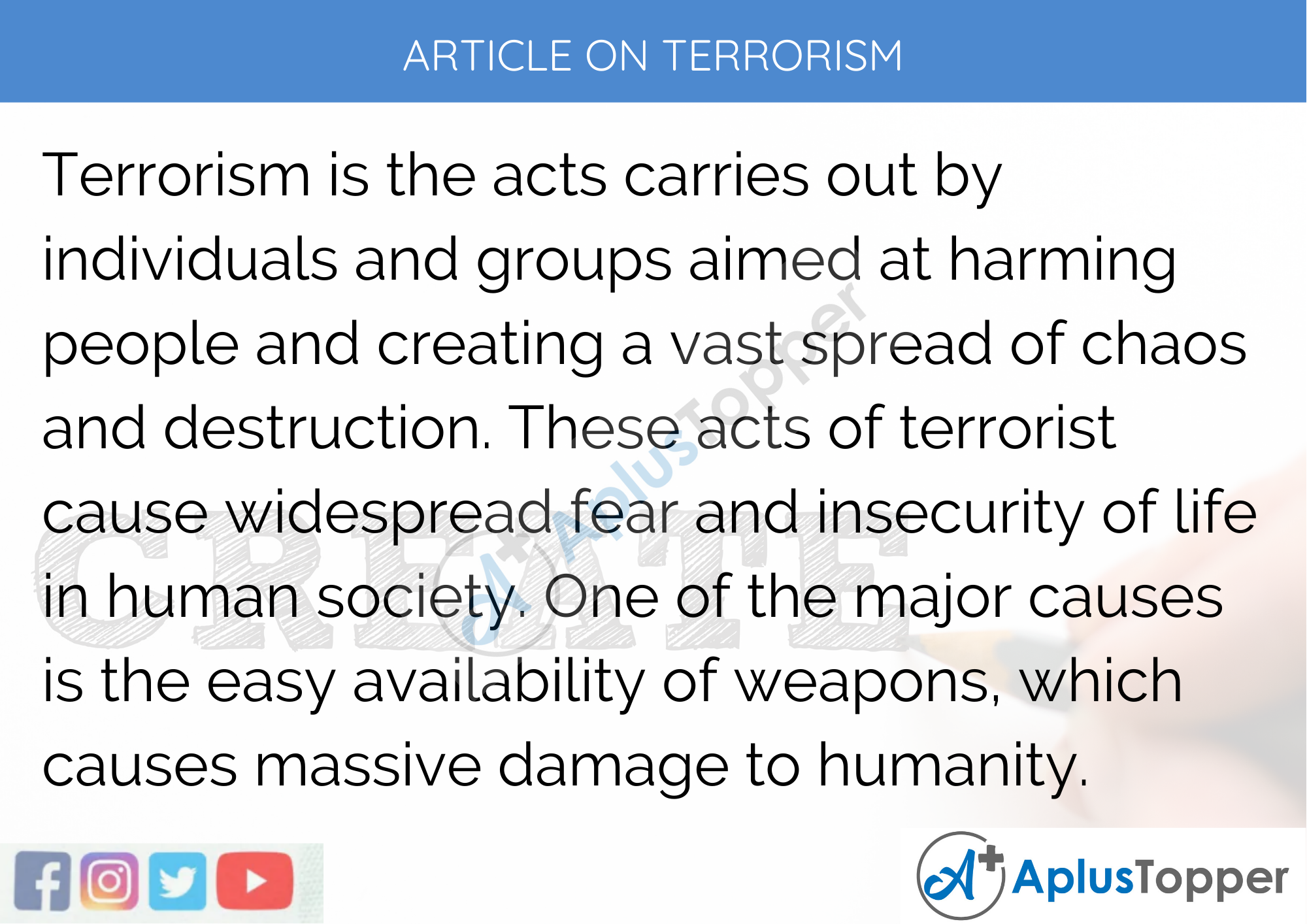 Short Article on Terrorism 200 Words in English
