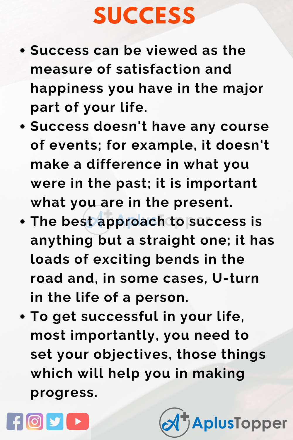 short speech on success in life