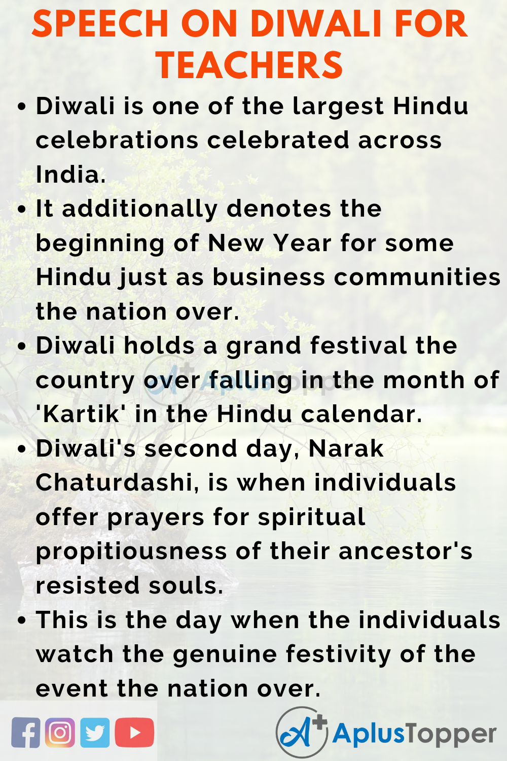 Speech for Diwali for Teachers