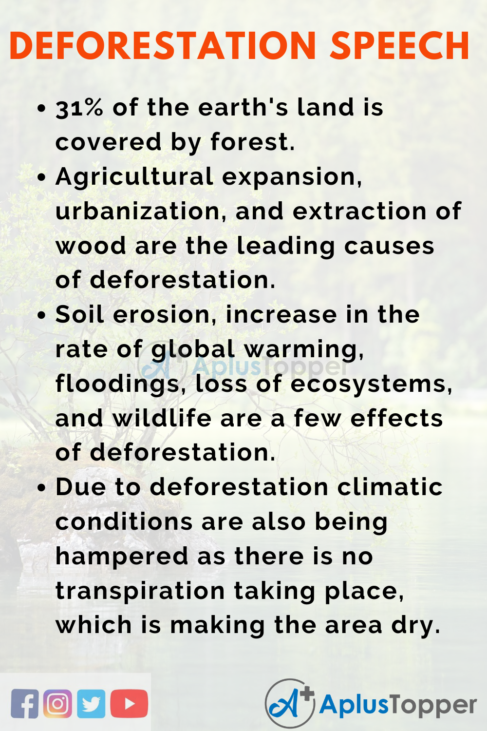 10 Lines On Deforestation Speech In English