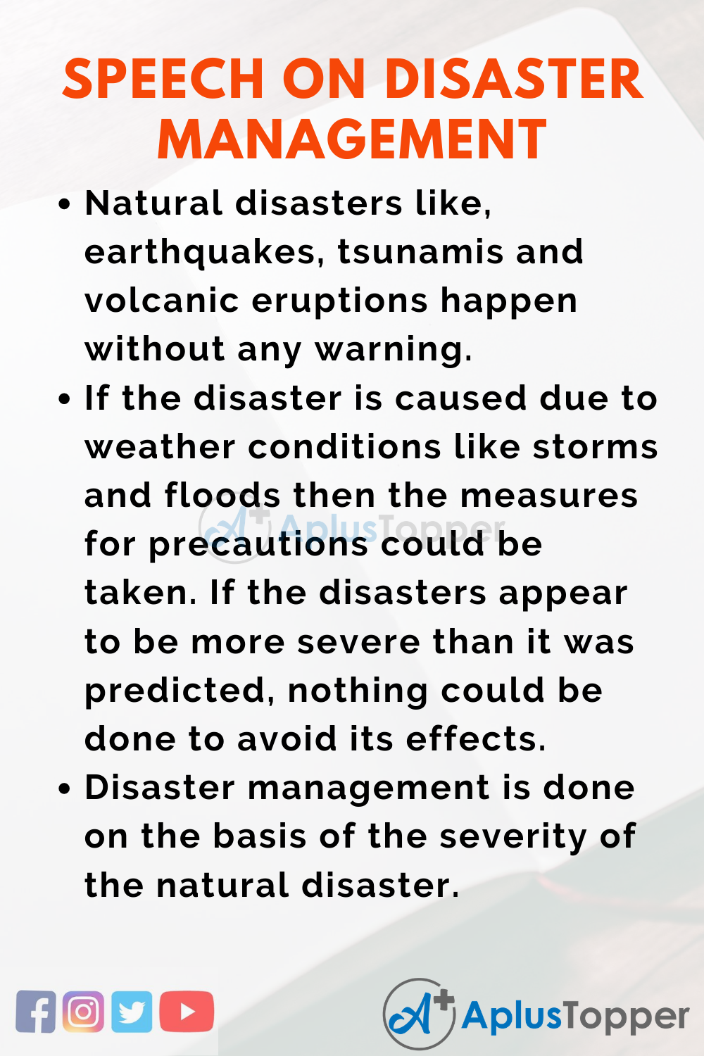 short essay on disaster management