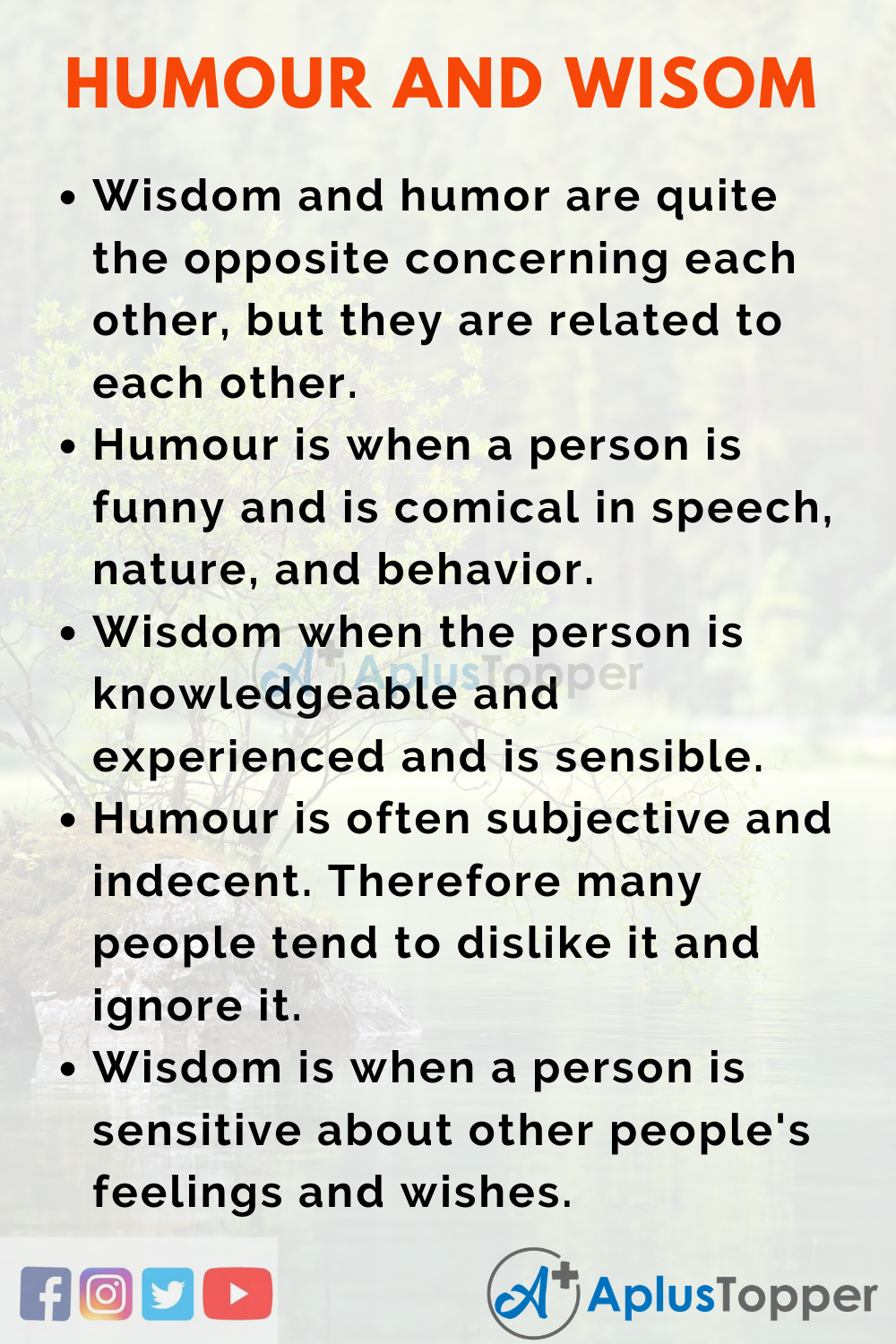 Humour And Wisdom Speech | Speech On Humor And Wisdom for Students and  Children in English - A Plus Topper