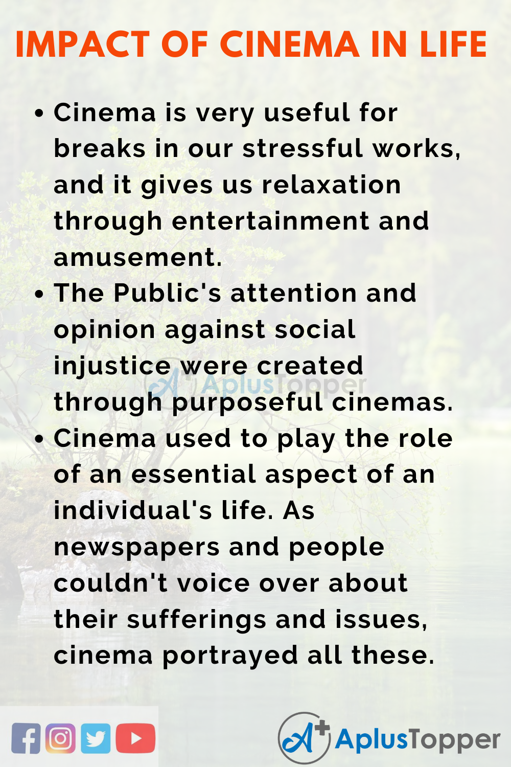 10 Lines On Impact Of Cinema In Our Life In English