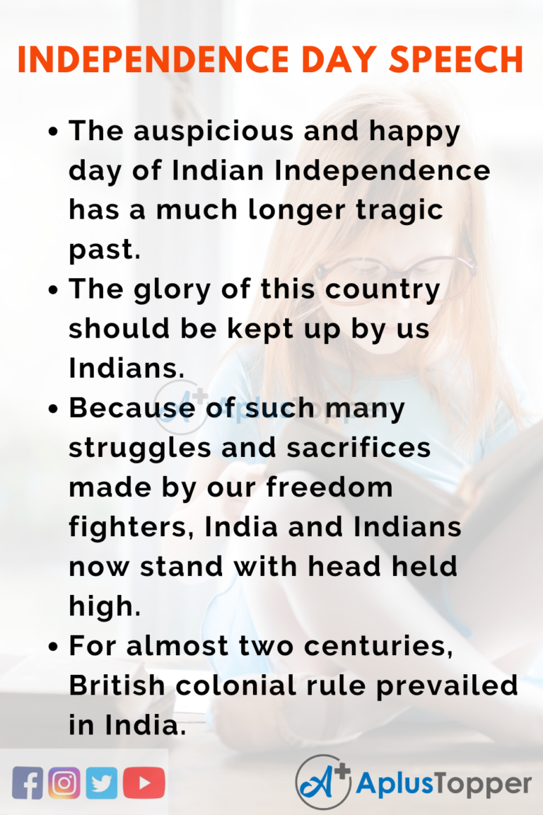 write a speech on independence day for class 6
