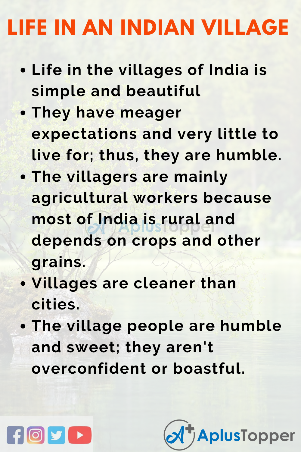 10 Lines On Life In An Indian Village In English