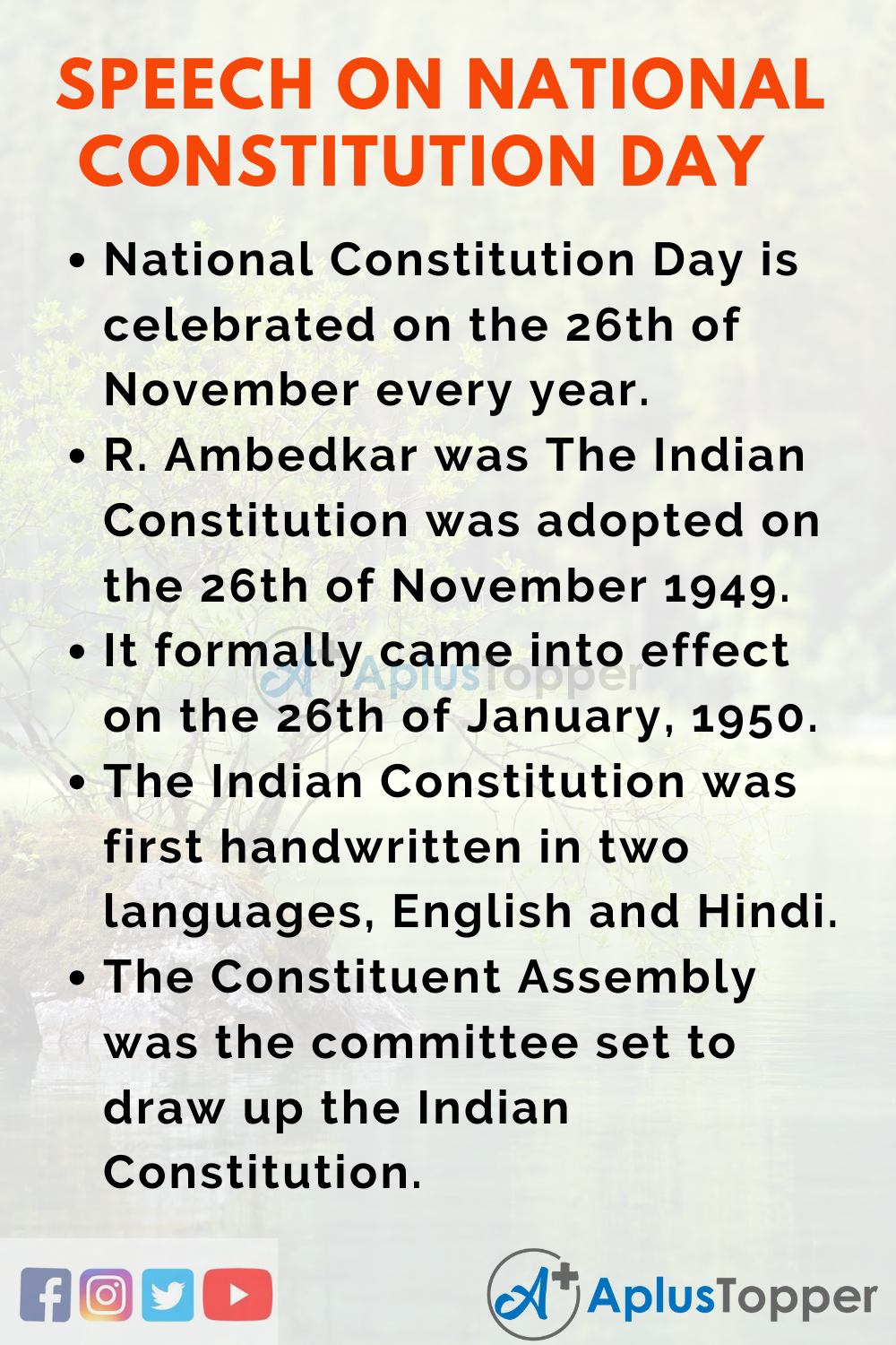 10 Lines On National Constitution Day Speech In English