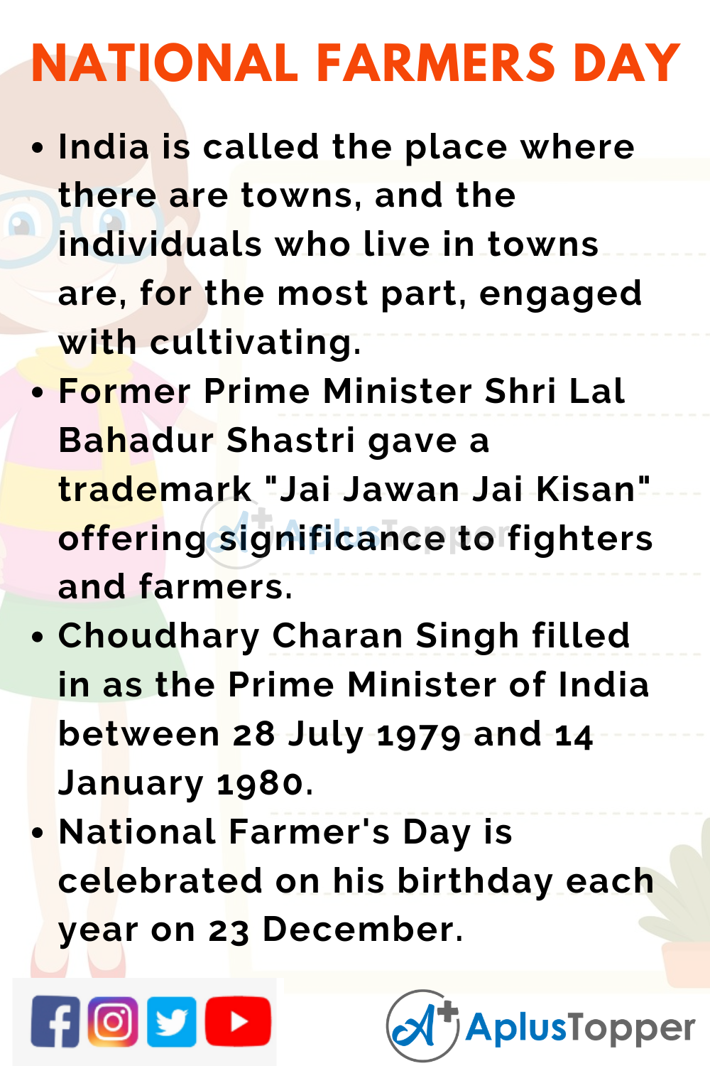 10 Lines On National Farmers’ Day for Higher Class Students
