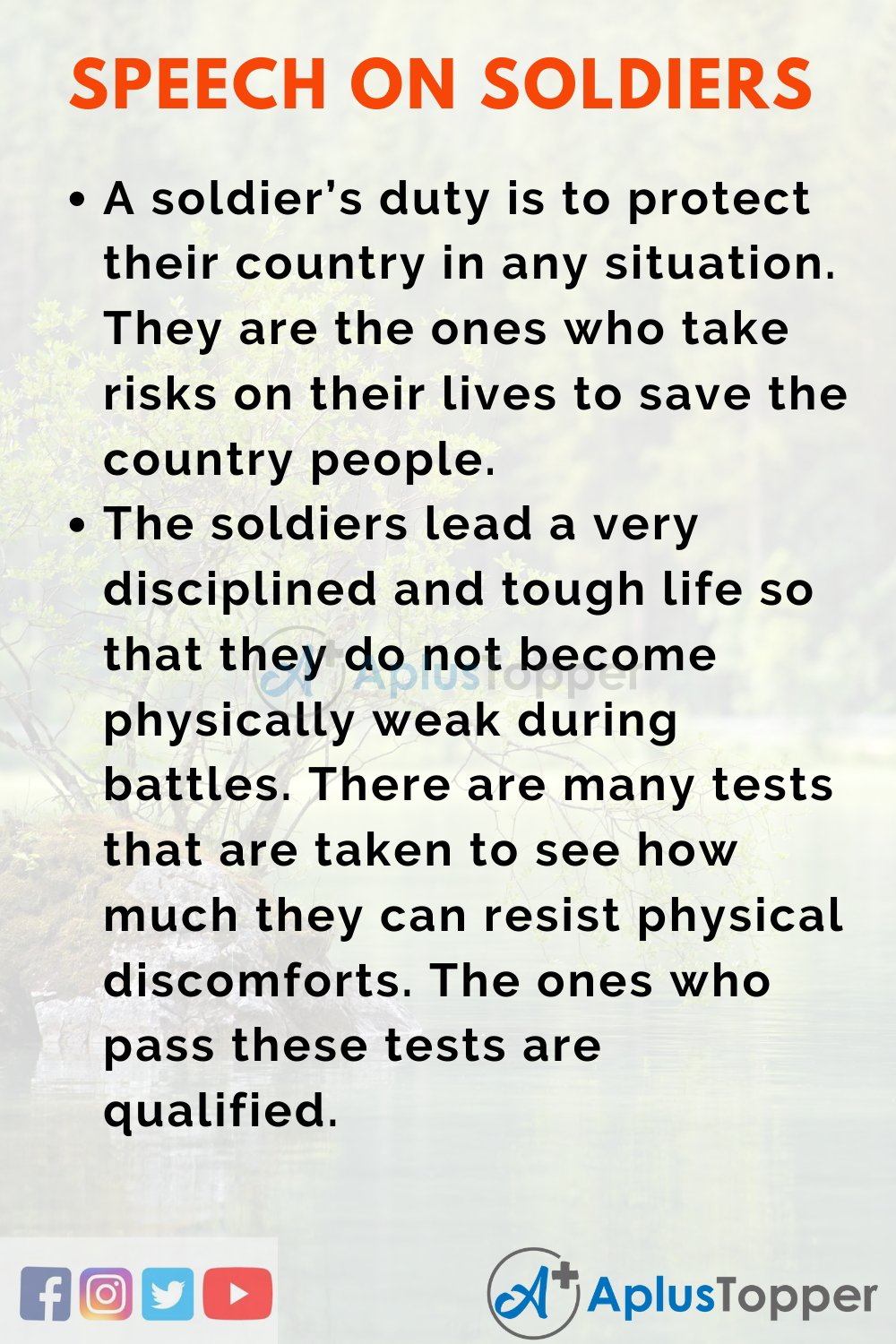 10 Lines On Soldiers Speech In English