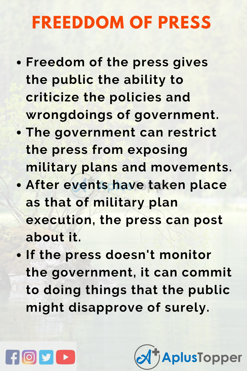 10 Lines On Speech On Freedom Of Press In English