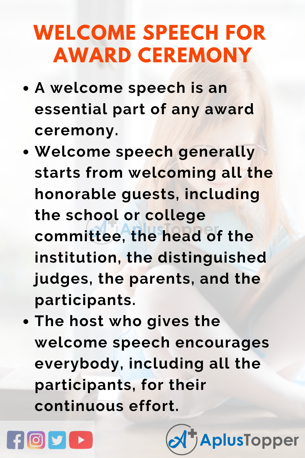 Welcome Speech for Award Ceremony for Students and Children In