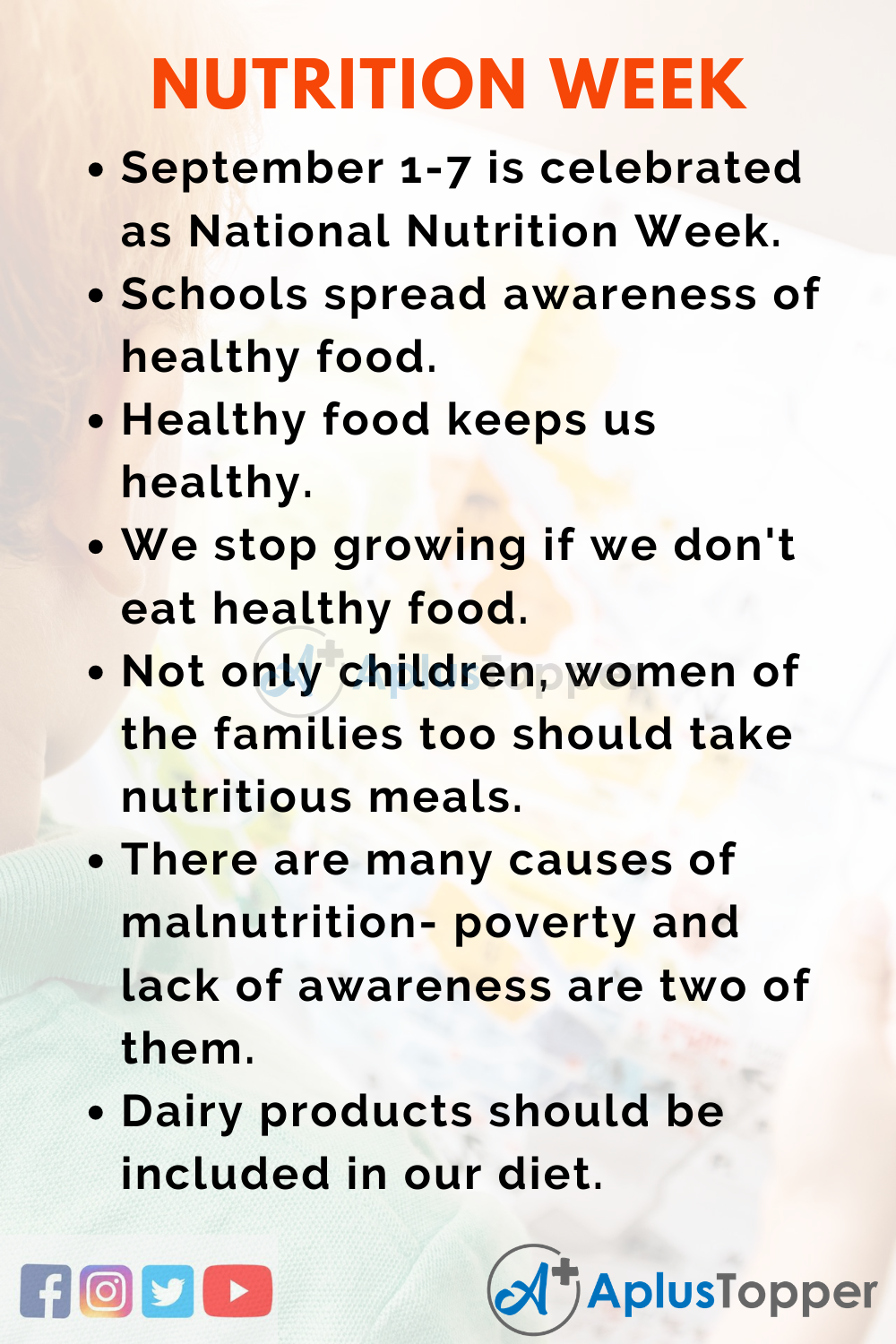 10 Lines on National Nutrition Week for Kids