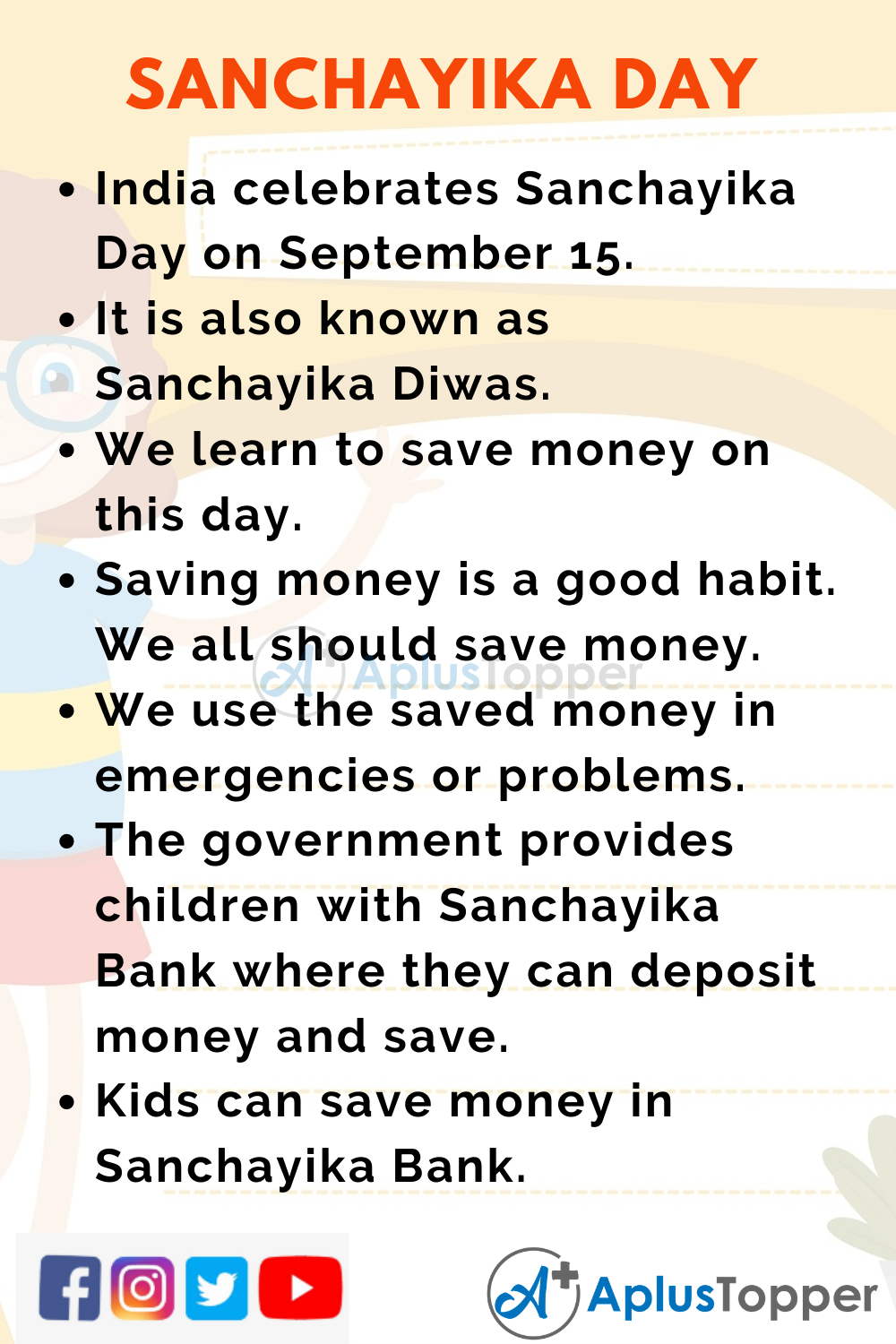 10 Lines on Sanchayika Day for Kids