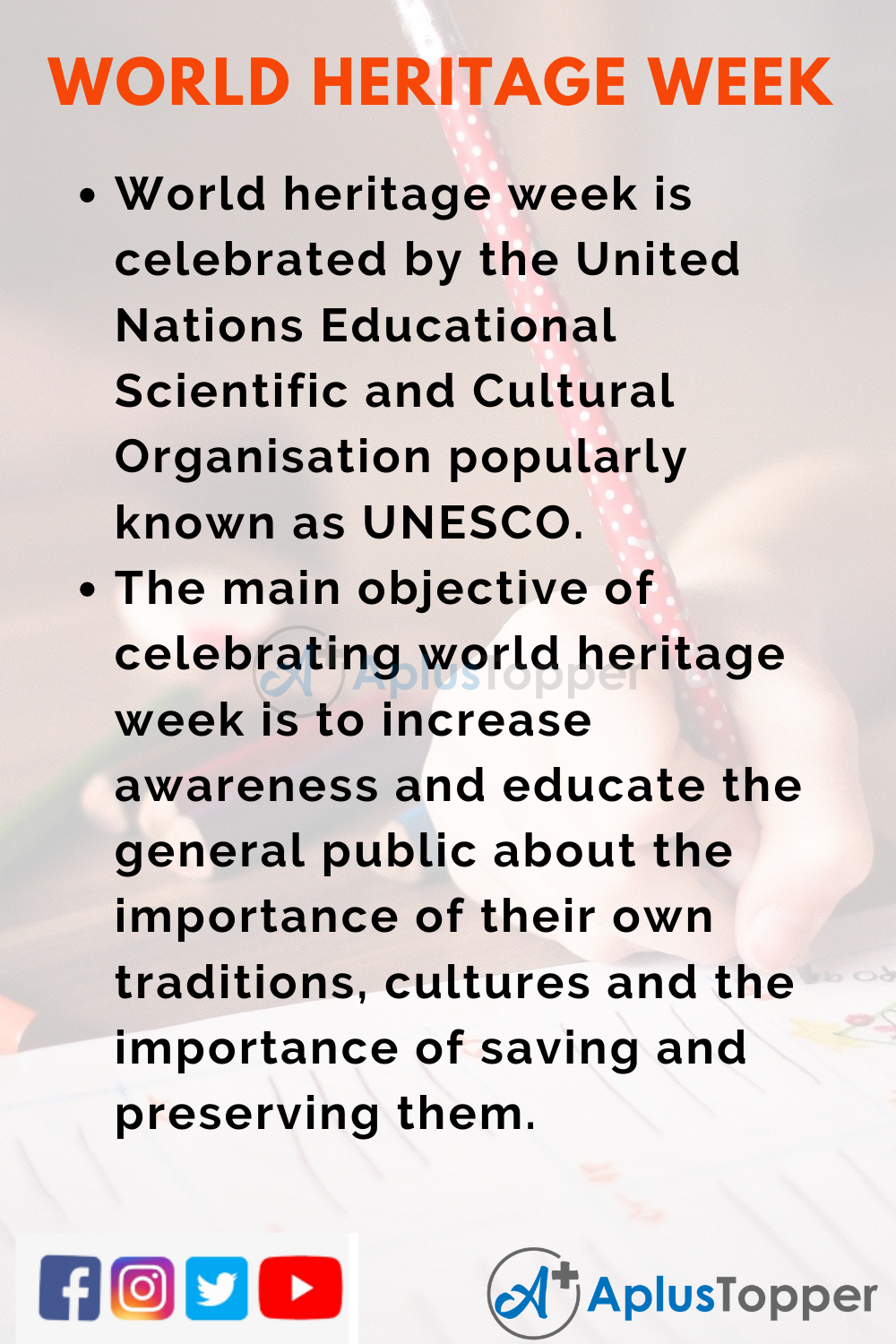 10 Lines on World Heritage Week for Kids