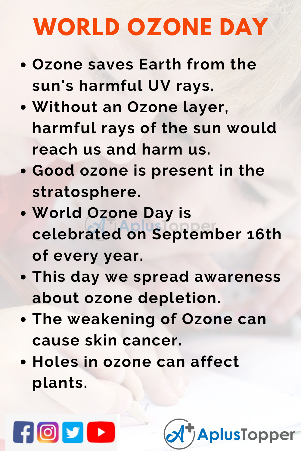 10 Lines on World Ozone Day for Kids