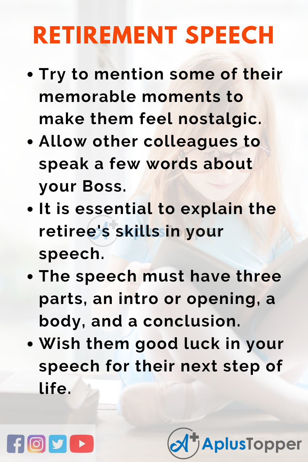 Retirement Speech for Boss In English for Children And Students - A Plus  Topper