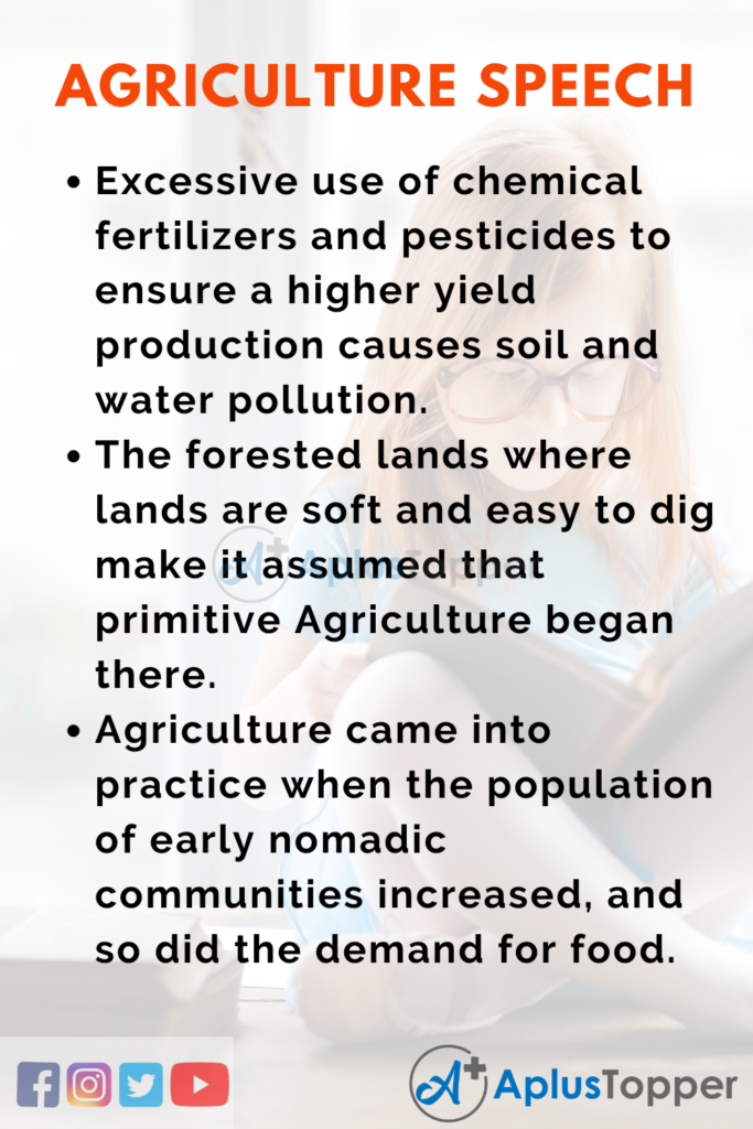 speech on agriculture in india in 200 words