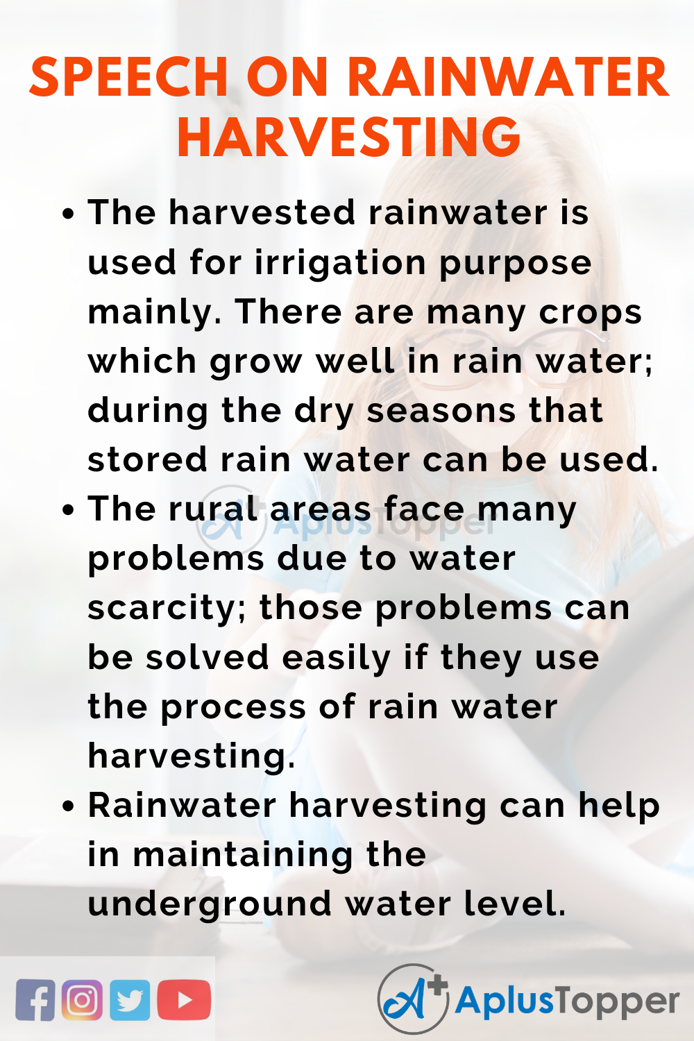 Short Speech On Rainwater Harvesting 150 Words In English