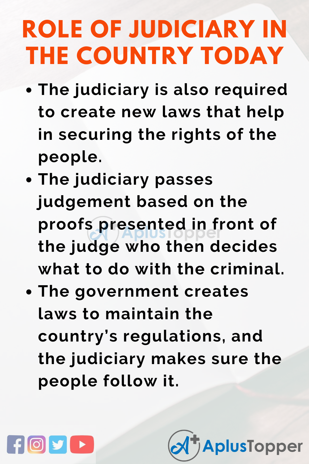 Short Speech On Role Of Judiciary In The Country Today 150 Words In English
