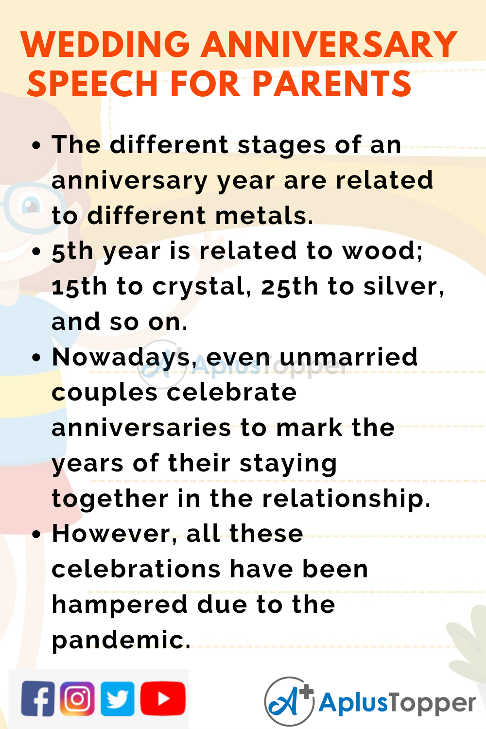Wedding Anniversary Speech for Parents in English for Students and Children  - A Plus Topper