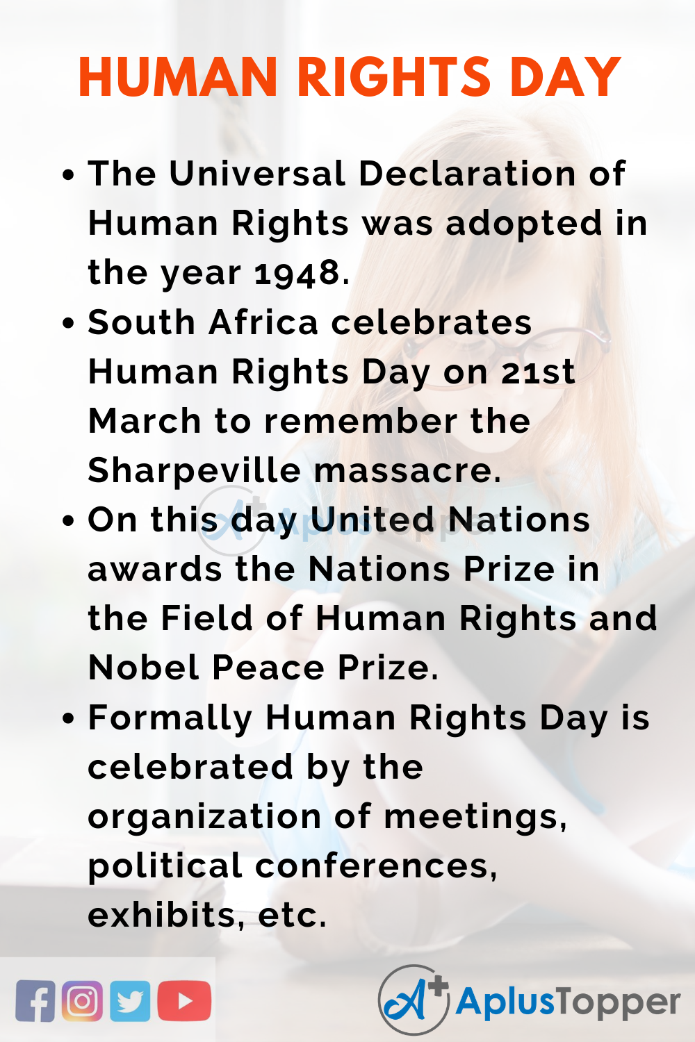 Short Speech on Human Rights Day 150 Words In English