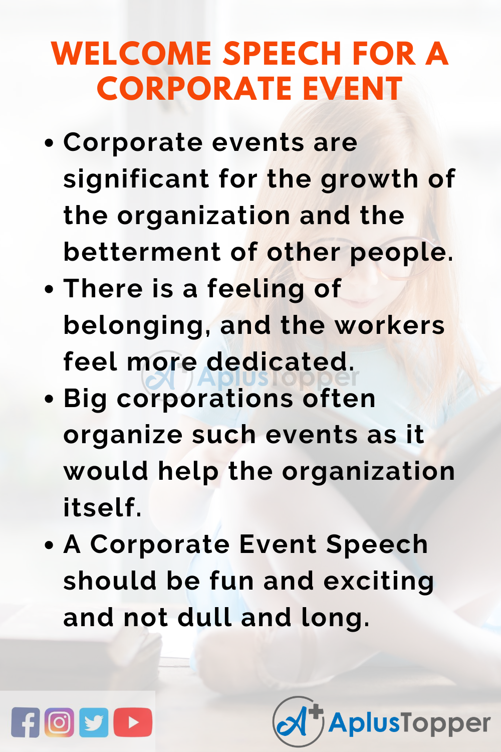 Welcome Speech for A Corporate Event In English for Students and