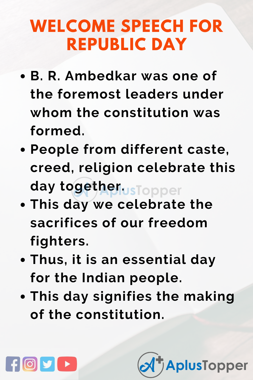 Short Welcome Speech for Republic Day 150 Words In English