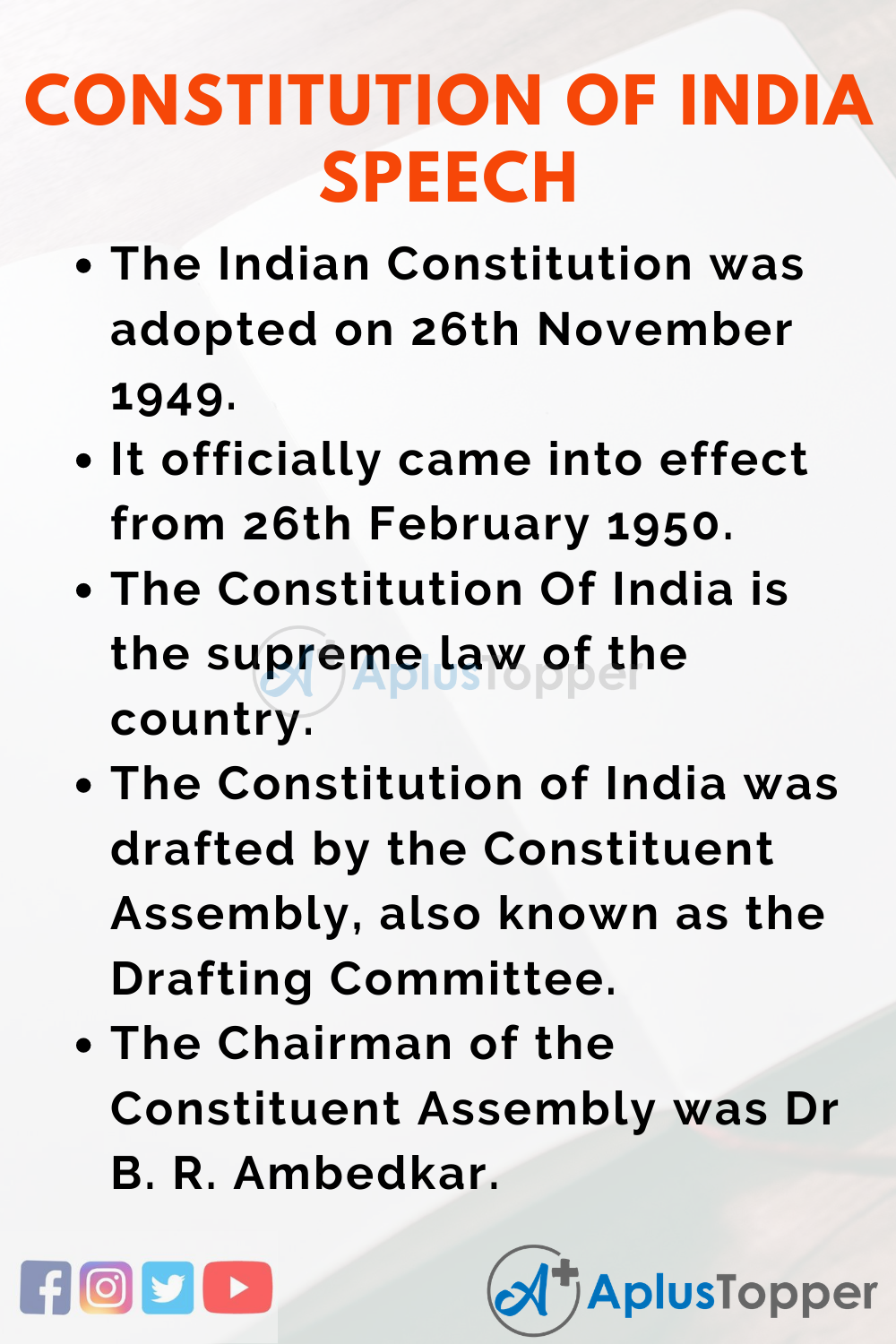 10 Lines On Constitution Of India Speech In English