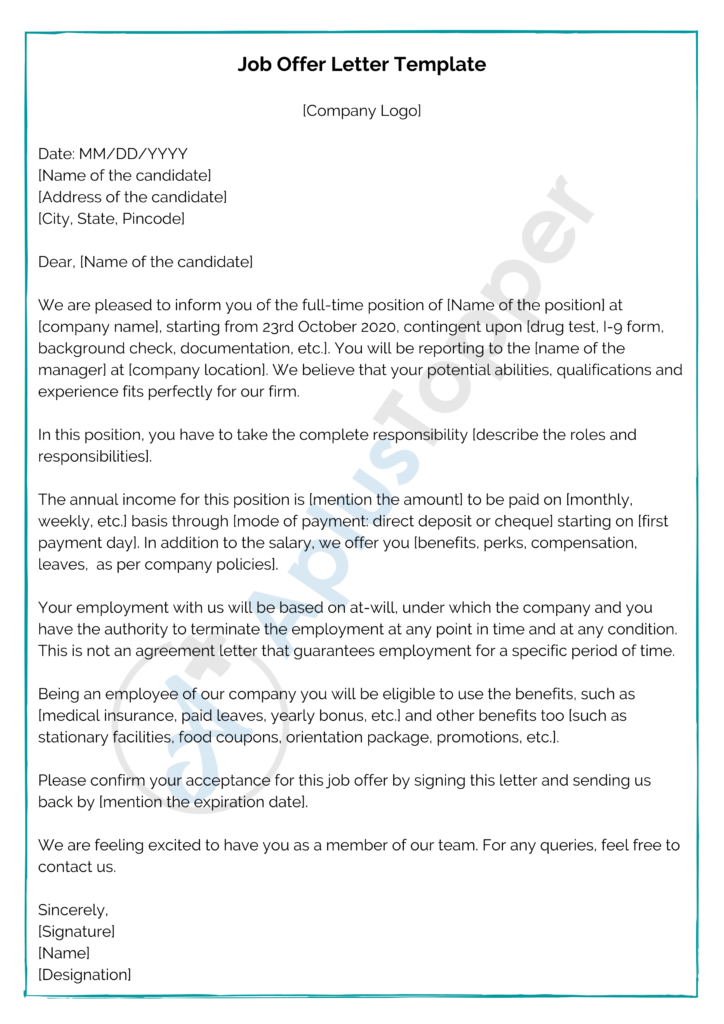 Job Offer Letter | Format, Sample, Template and How To ...