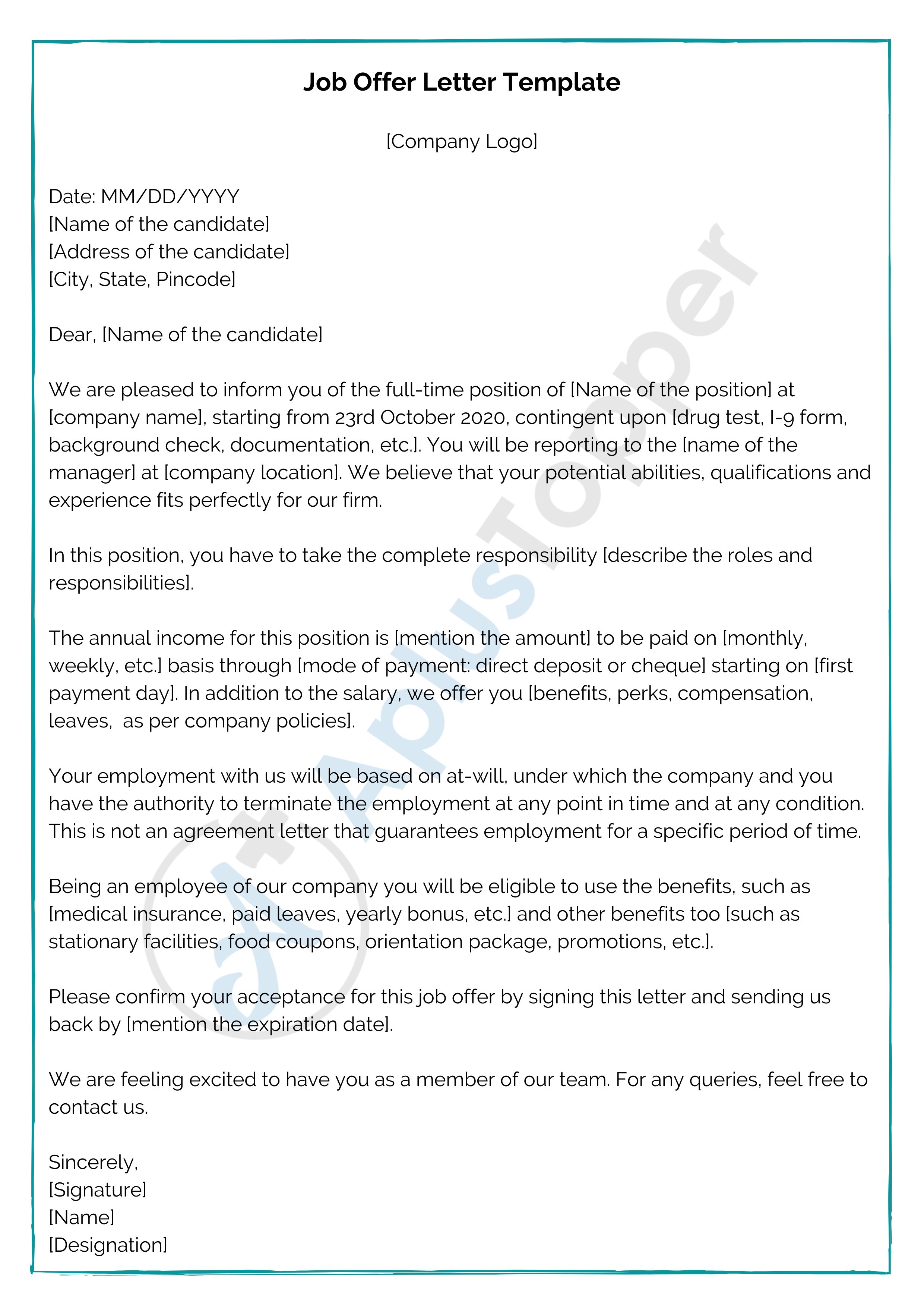 Job Offer Letter | Format, Sample, Template and How To Write a Job