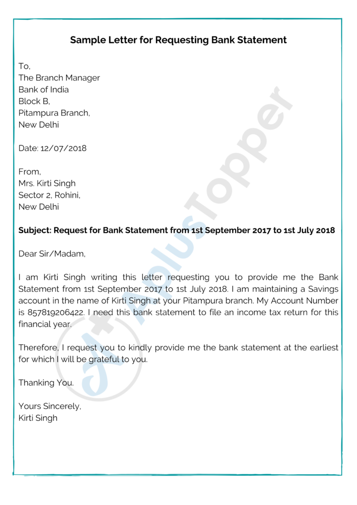 Bank Statement Request Letter | Format, Samples and How To ...