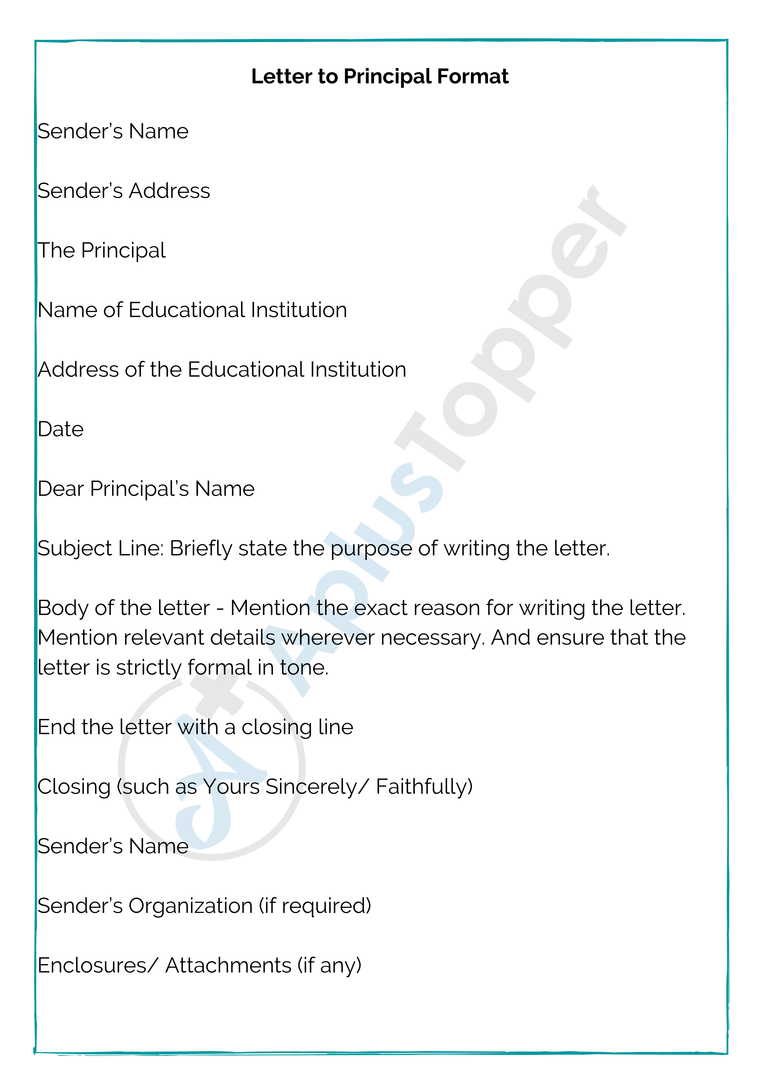 how to write letter to headmaster