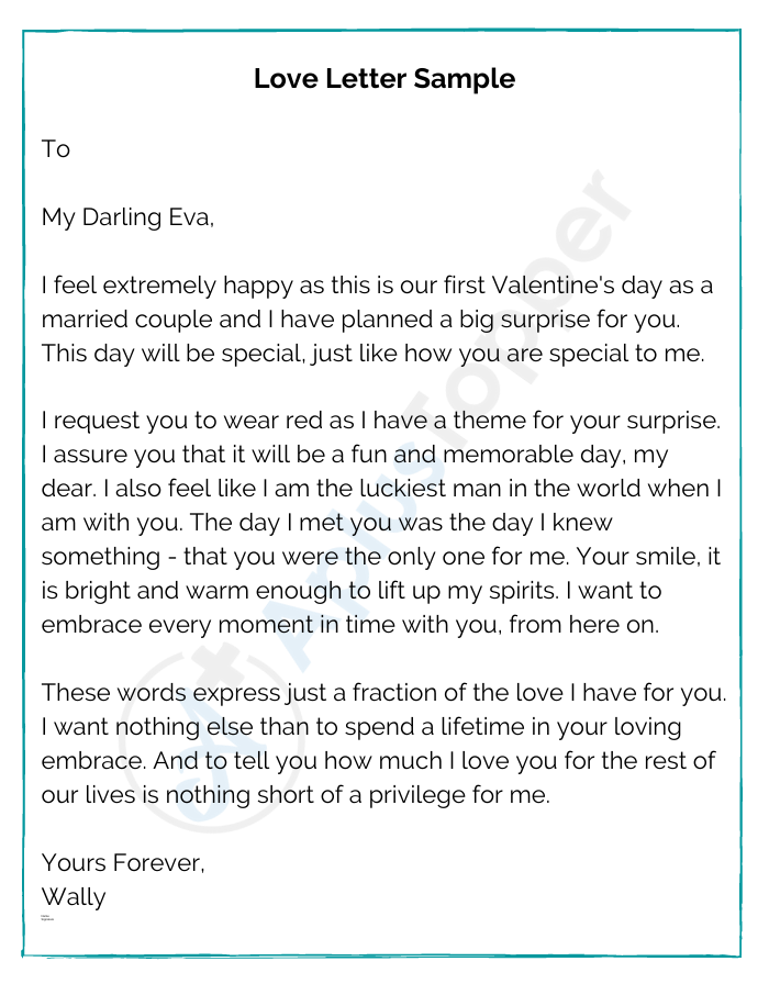 Sample love letter to a married man