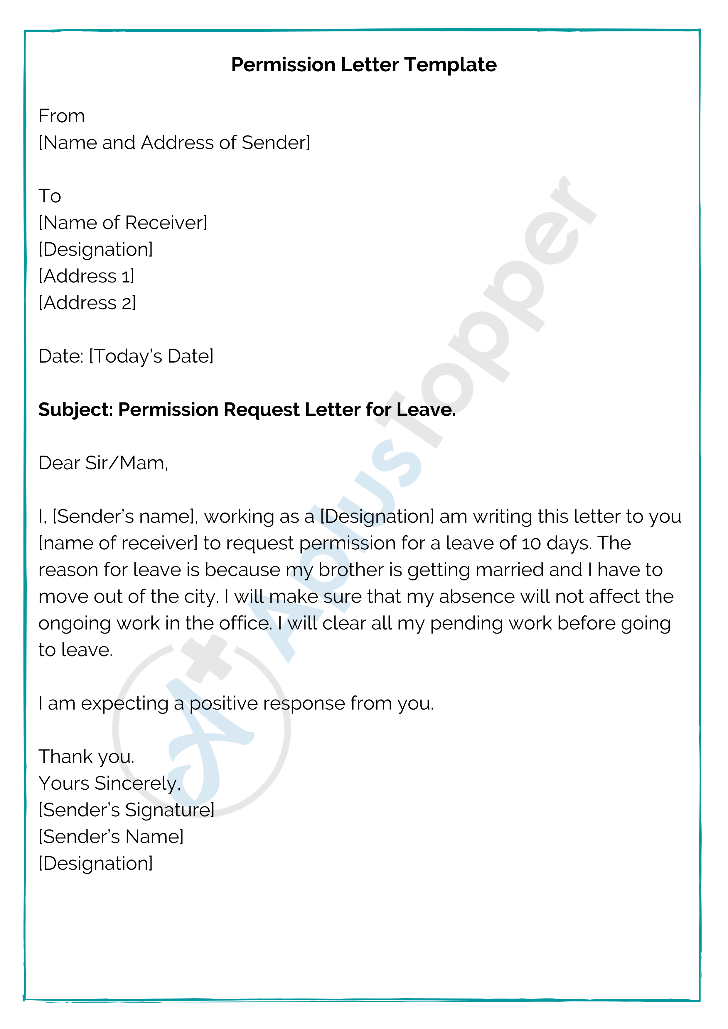 Request For Permission Letter Format