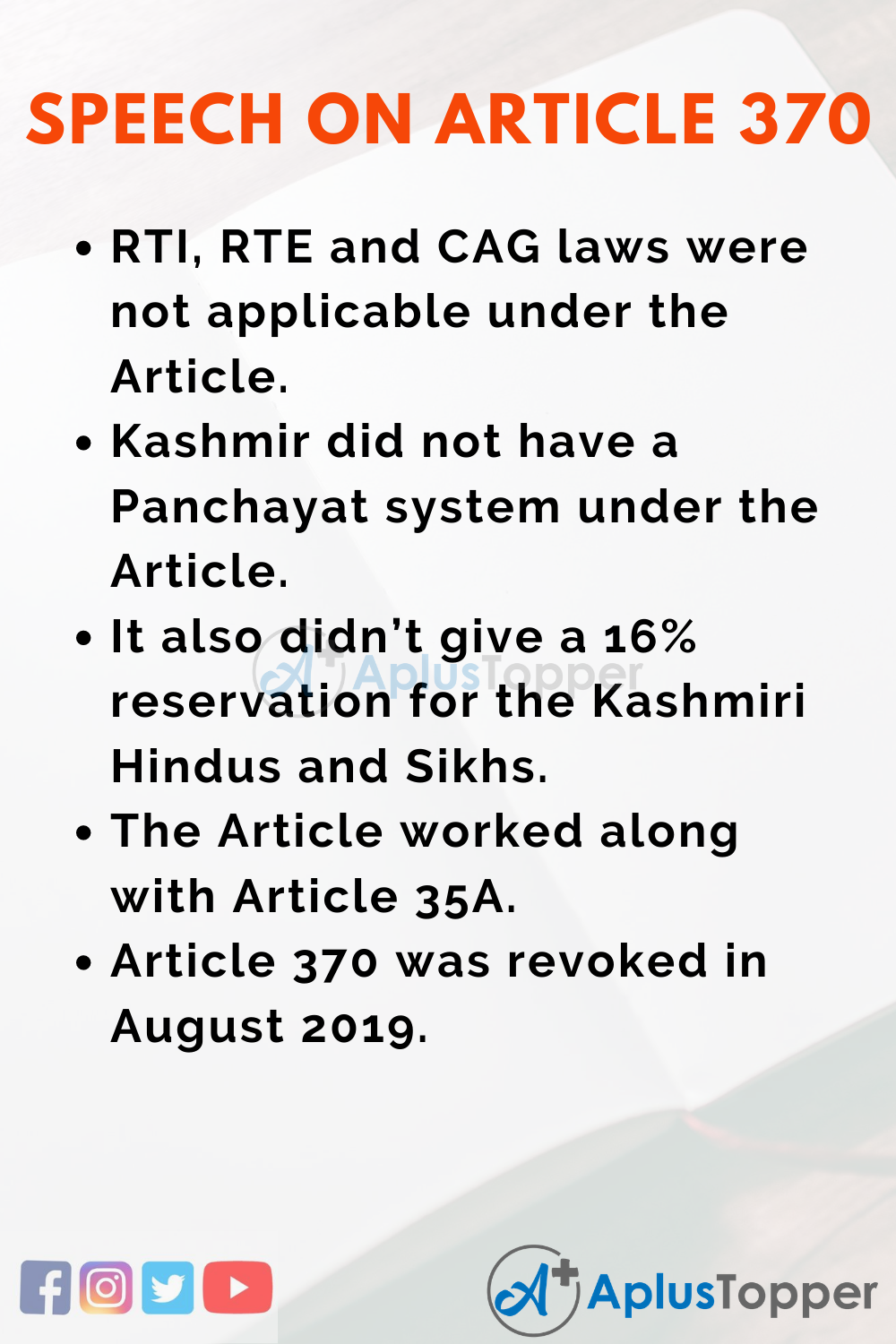 Short Speech On Article 370 150 Words In English