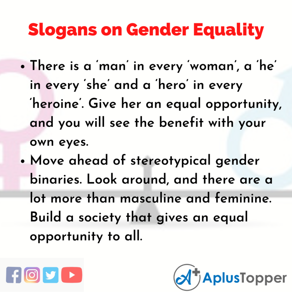 Slogans on Gender Equality | Unique and Catchy Slogans on Gender