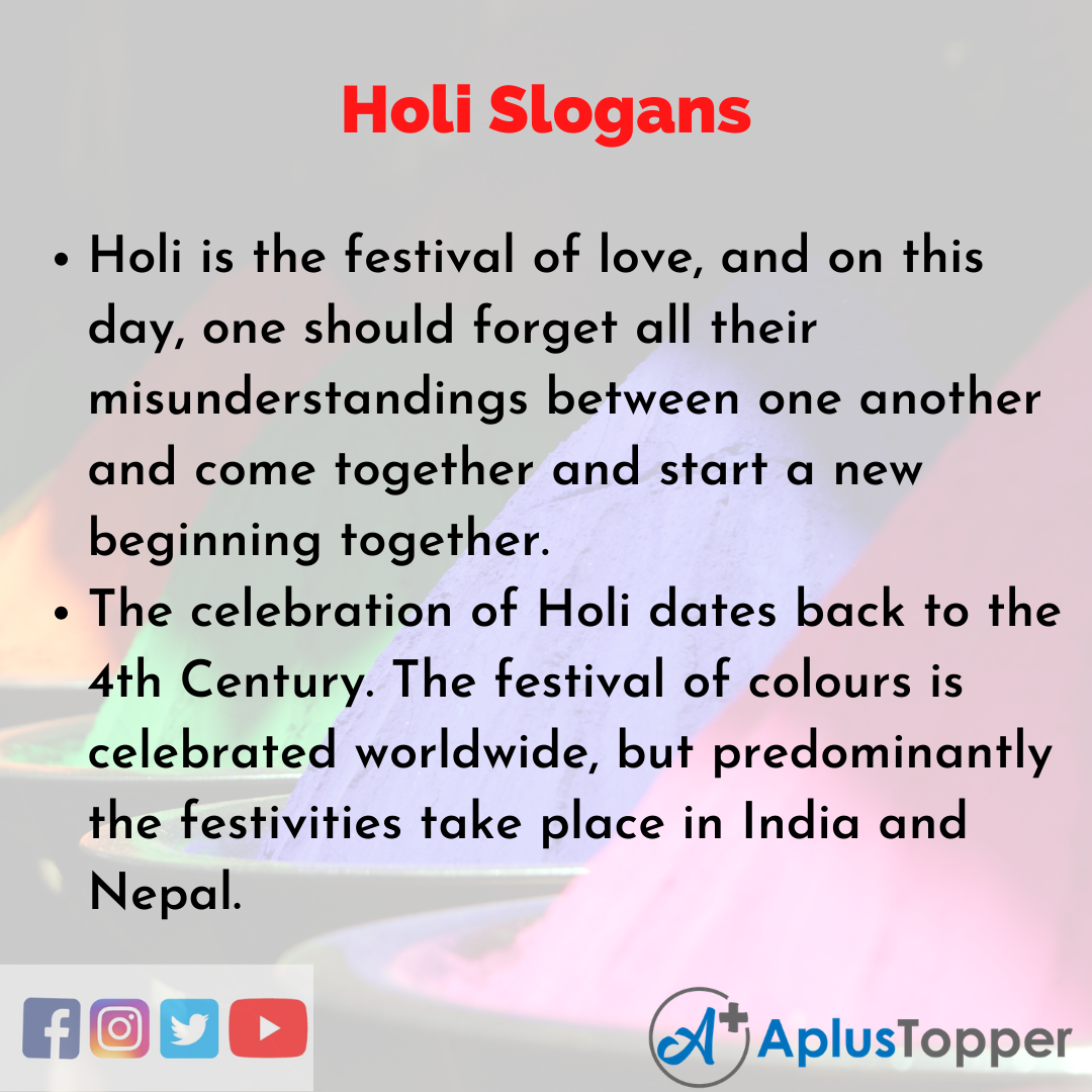5 Slogans on Holi in English