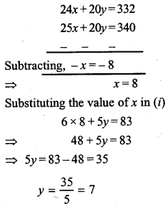 ML Aggarwal Class 9 Solutions for ICSE Maths Chapter 6 Problems on Simultaneous Linear Equations Chapter Test img-6