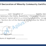 Self Declaration of Minority Community Certificate pdf