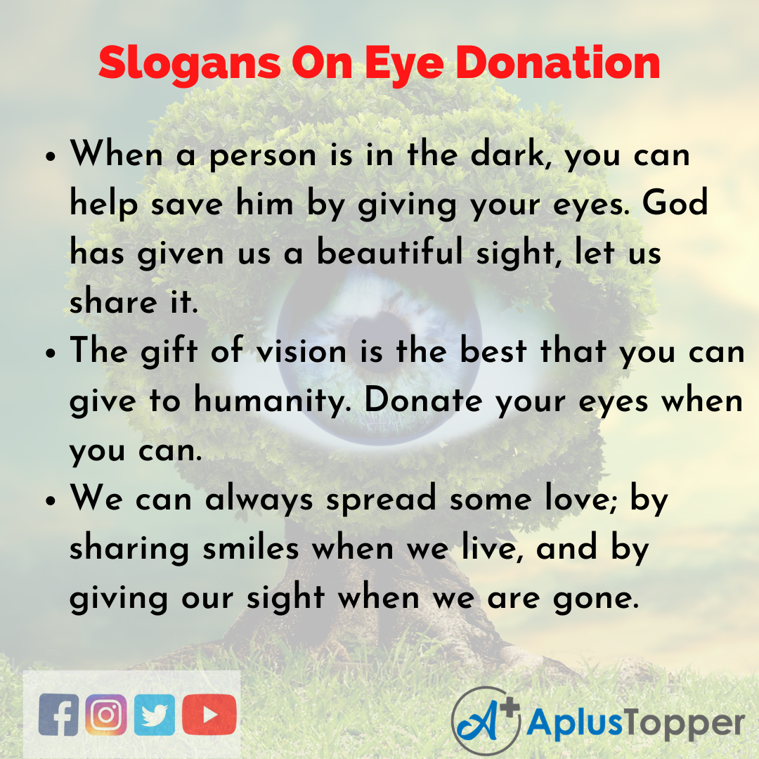Slogans on Eye Donation in English